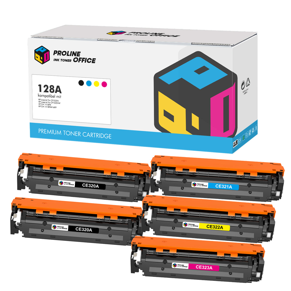HP LaserJet Pro CM 1415 fn Toner-Kompatibel HP 128A Patronen Multipack