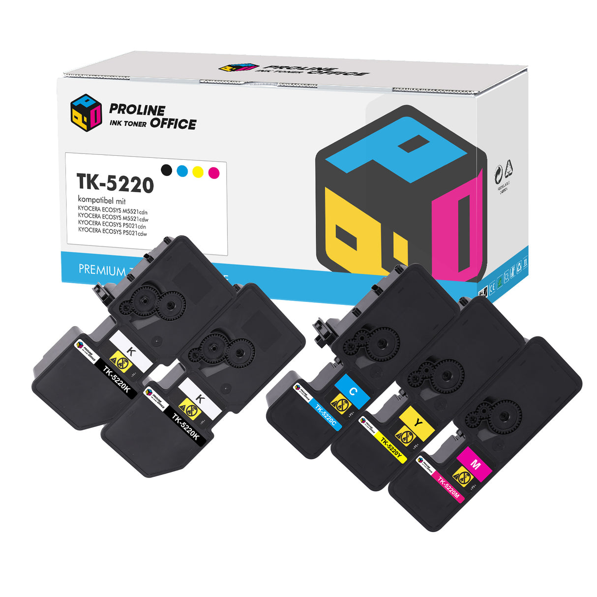 Kompatibel Kyocera ECOSYS M5521cdn Toner Set - Brother TK-5220 CMYKK Multipack
