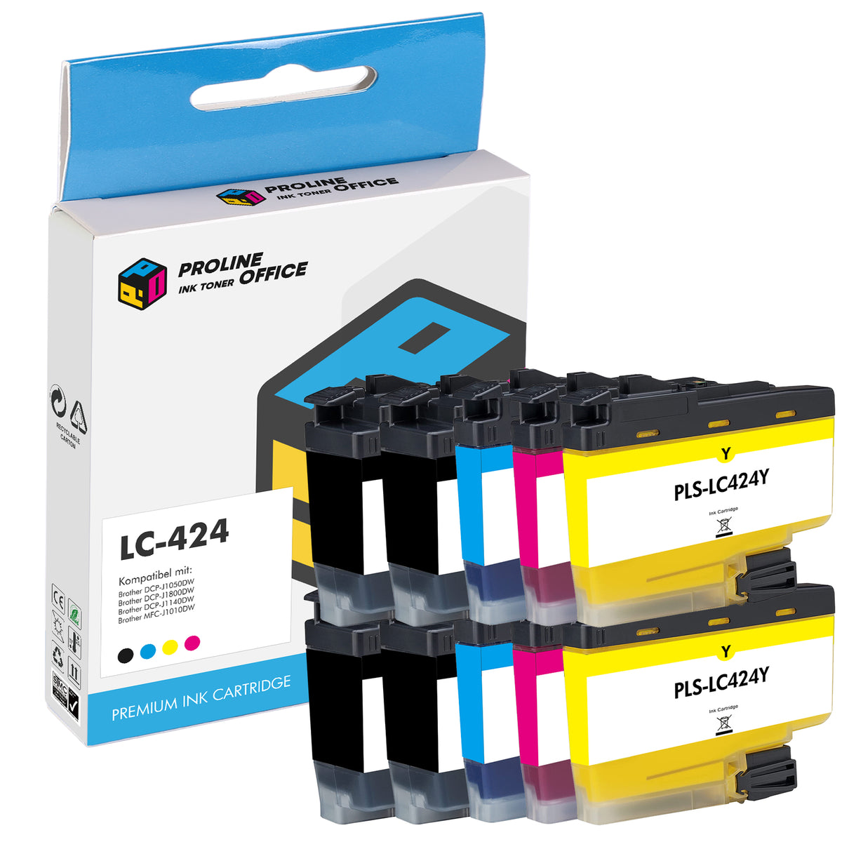 Kompatibel Brother LC424 LC-424 Druckerpatronen Multipack