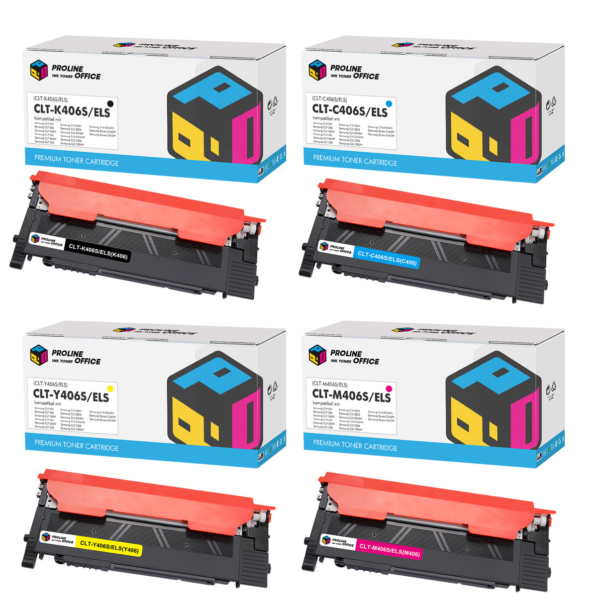 Kompatibel Samsung CLX-3305FW Toner Set - Samsung CLT-P406C/ELS CMYK Multipack